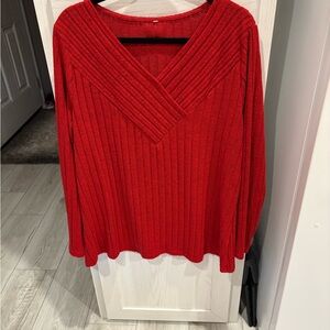 Women's Red V-Neck Sweater